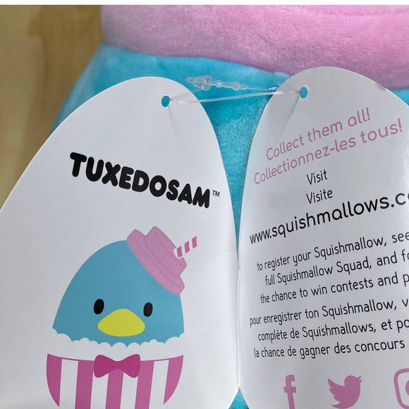 Squishmallows Hello Kitty Tuxedosam Sam Milkshake 12" Plush Sanrio Blue Pillow - Picture 7 of 14